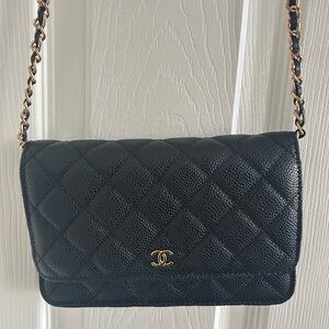 Chanel WOC Wallet on Chain, black caviar quilted leather